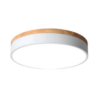 Minimalist Wood Flush Mount Ceiling Light With Remote Dimming in White — Greenwich Home & Living