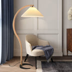 Scandinavian Wood Floor Lamp With Fabric Shade for Living Room — Greenwich Home & Living