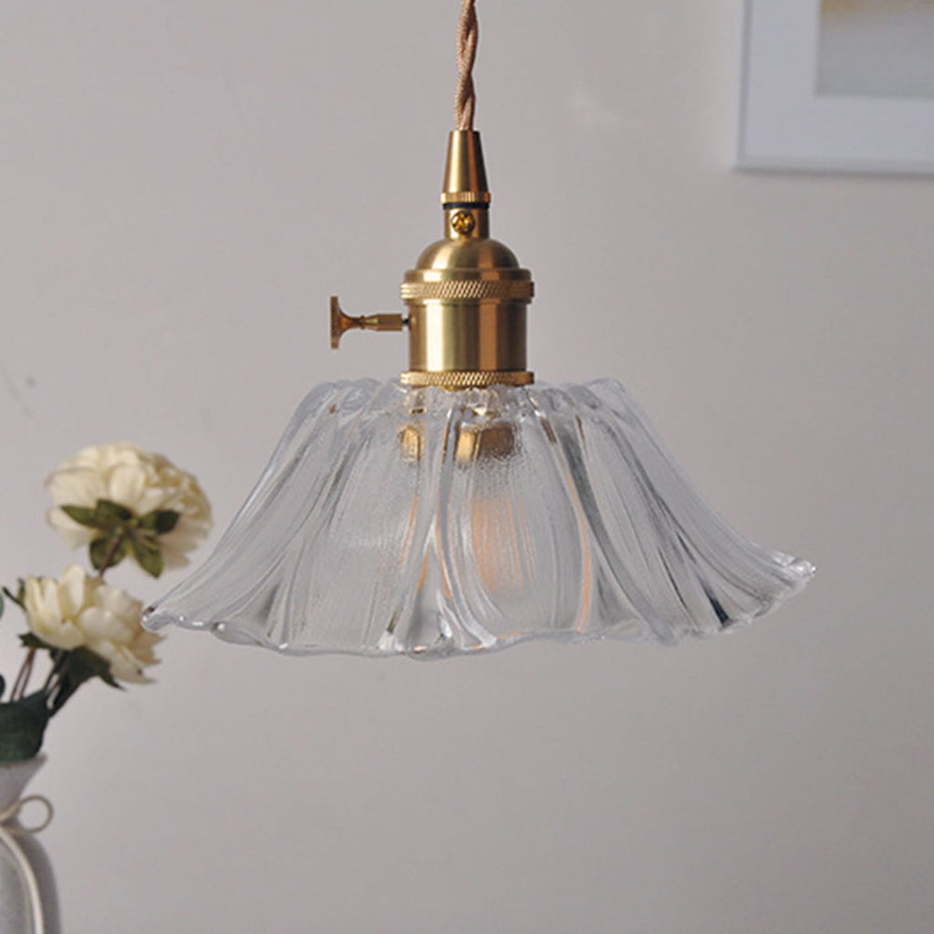 Retro Copper and Glass Pendant Light for Living Room in Clear — Greenwich Home & Living