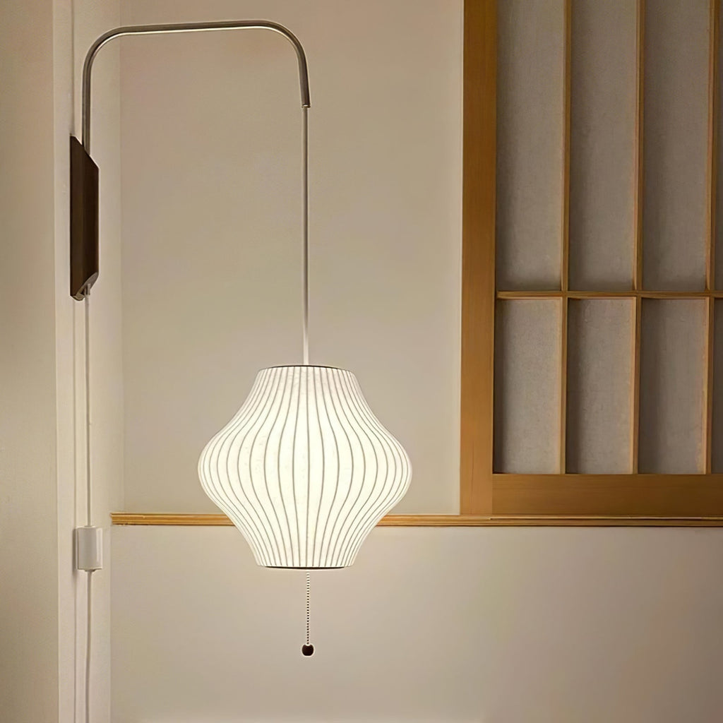 Modern Silk and Walnut Wood Wall Light for Bedroom and Living Room — Greenwich Home & Living