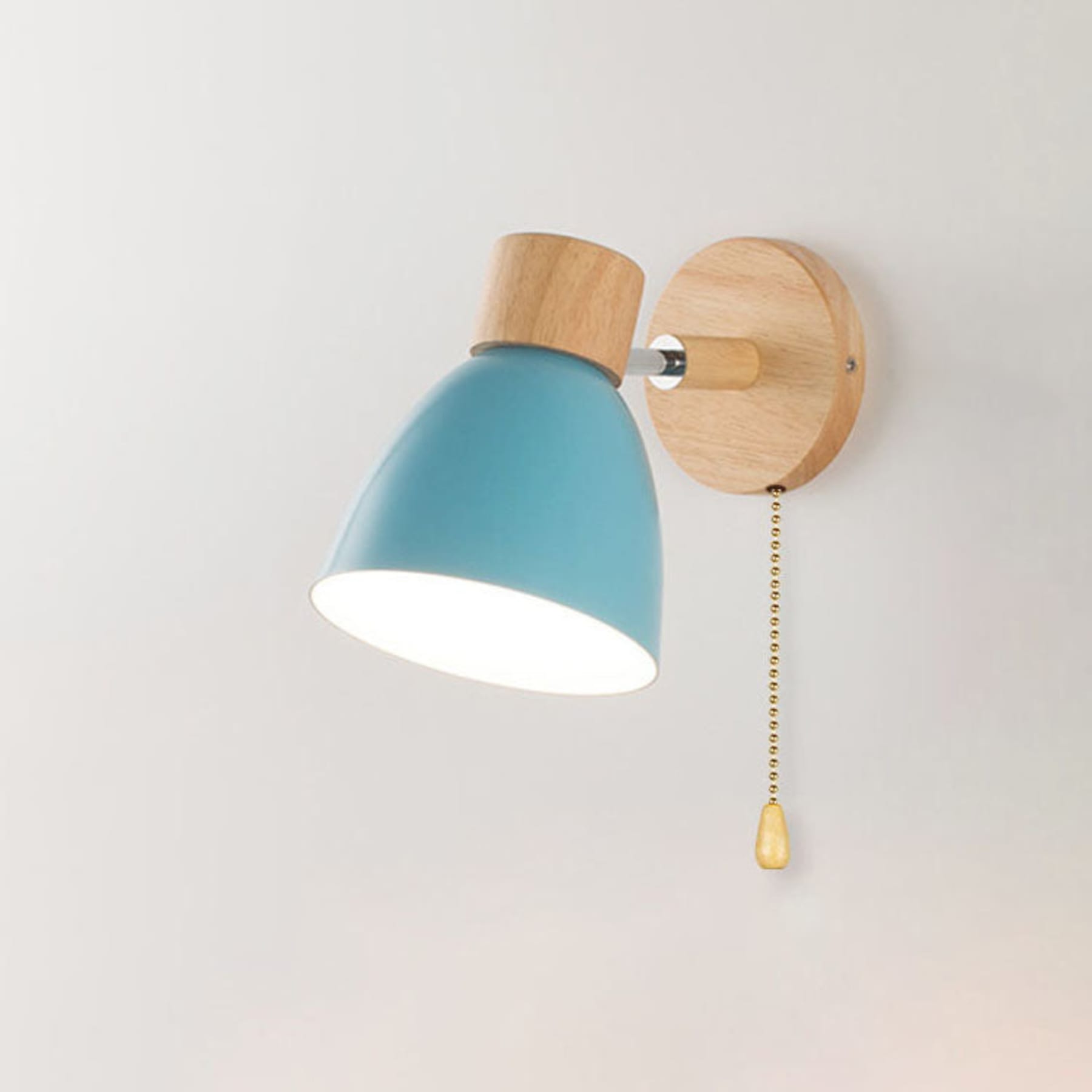 Scandinavian Wood Wall Light for Living Room and Bedroom in Blue — Greenwich Home & Living