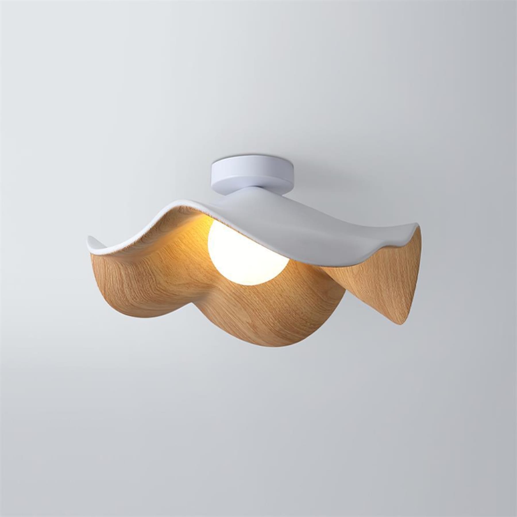 Scandinavian Resin Ceiling Light With Three-Color Light for Living Room in White and Brown — Greenwich Home & Living