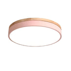 Minimalist Wood Flush Mount Ceiling Light With Remote Dimming in Pink — Greenwich Home & Living
