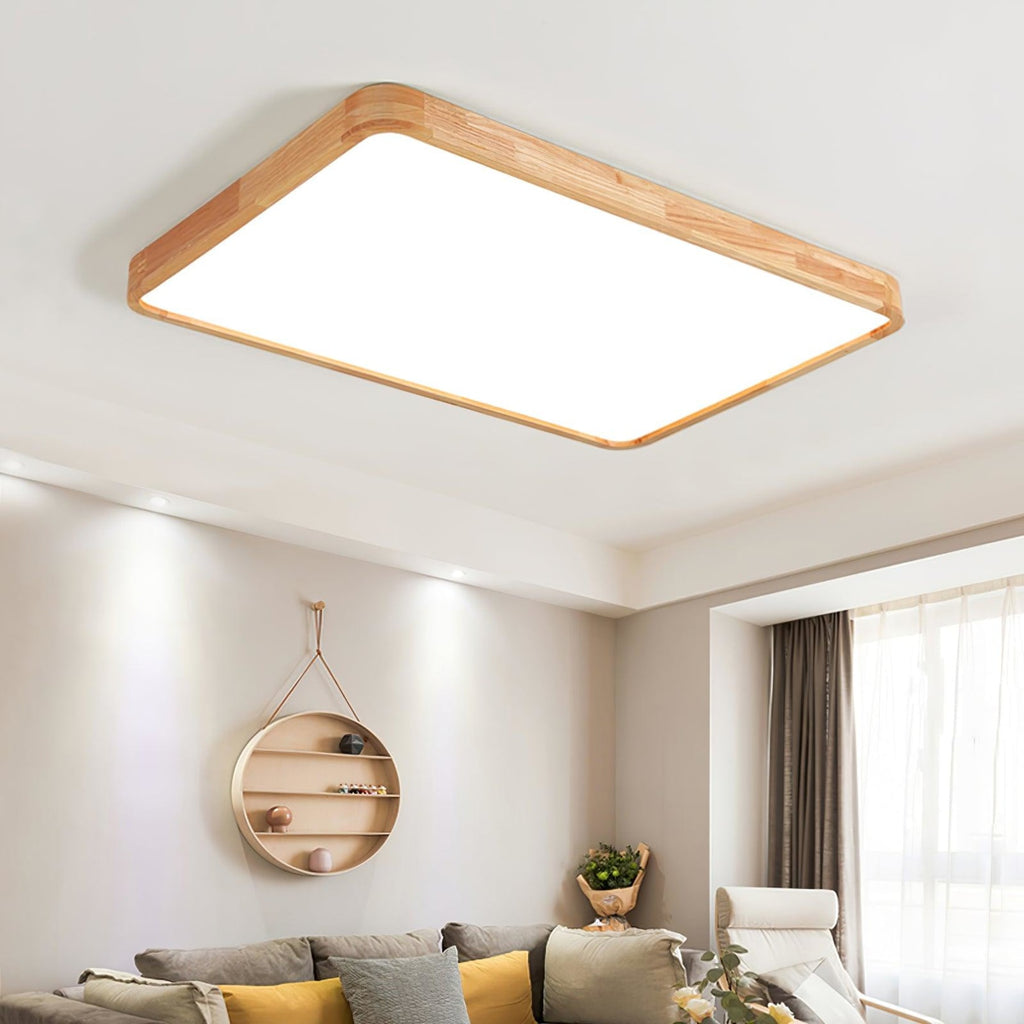 Minimalist Solid Wood Flush Mount Ceiling Light With Tri-Color Lighting — Greenwich Home & Living