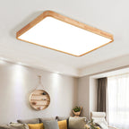 Minimalist Solid Wood Flush Mount Ceiling Light With Tri-Color Lighting — Greenwich Home & Living