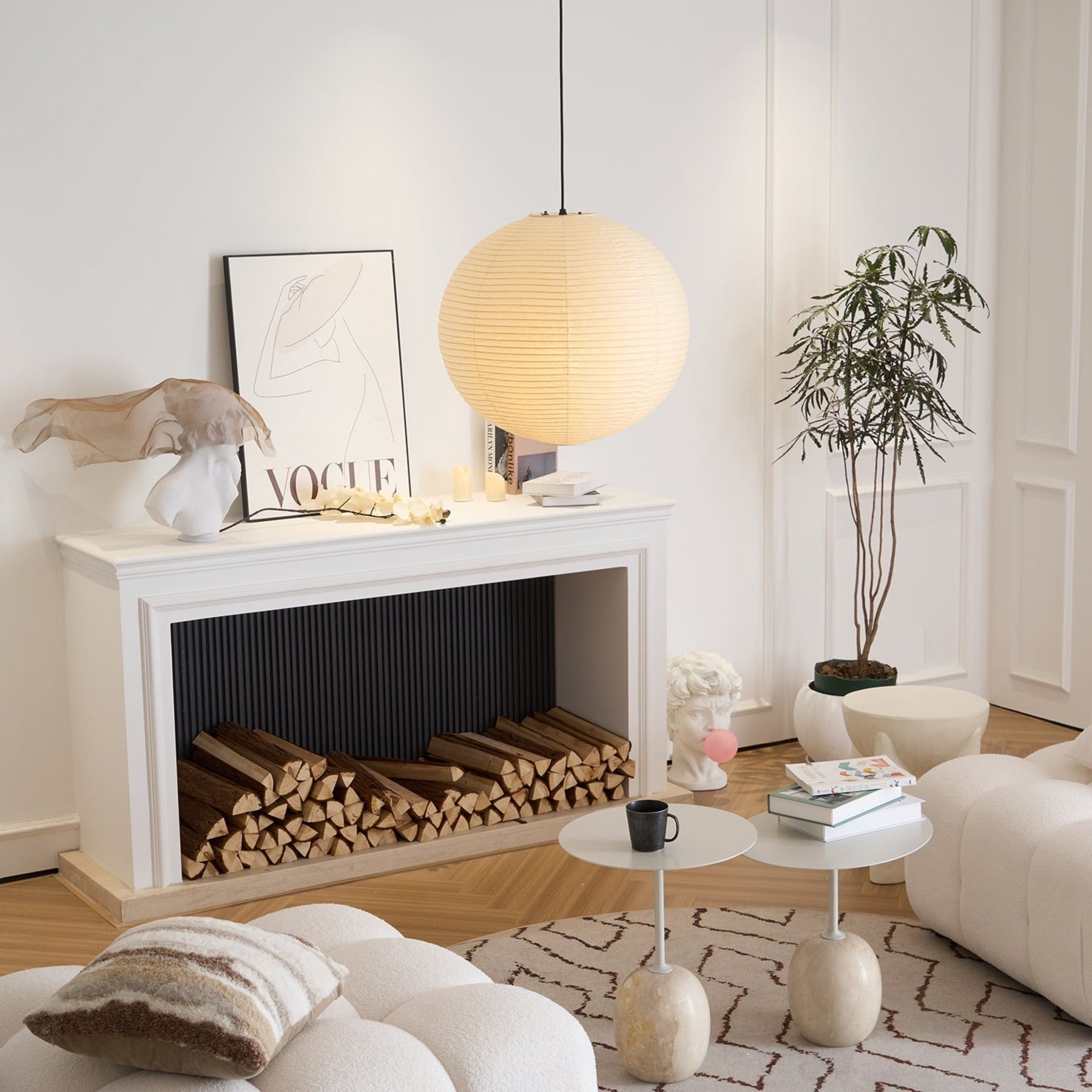 Minimalist Round Lantern Pendant Light With Warm Bulb Included for Living Room — Greenwich Home & Living