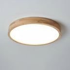 Minimalist Solid Wood Flush Mount Ceiling Light With Tri-Color Lighting in Circle: Ø23.6" x 2.7" (Ø60 x 6 cm) — Greenwich Home & Living