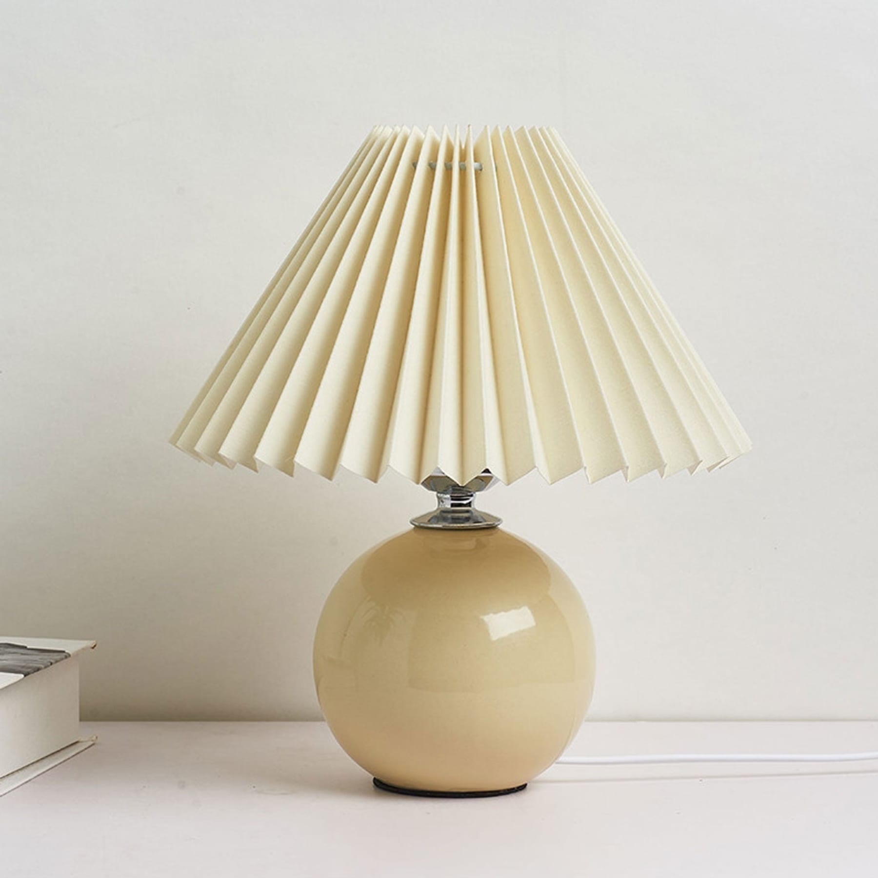Contemporary Ceramic Table Lamp With Fabric Shade for Living Room in Beige — Greenwich Home & Living