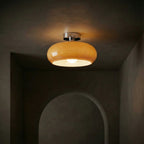 Contemporary Glass Semi-Flush Mount Ceiling Light for Living Room in Chrome Amber — Greenwich Home & Living
