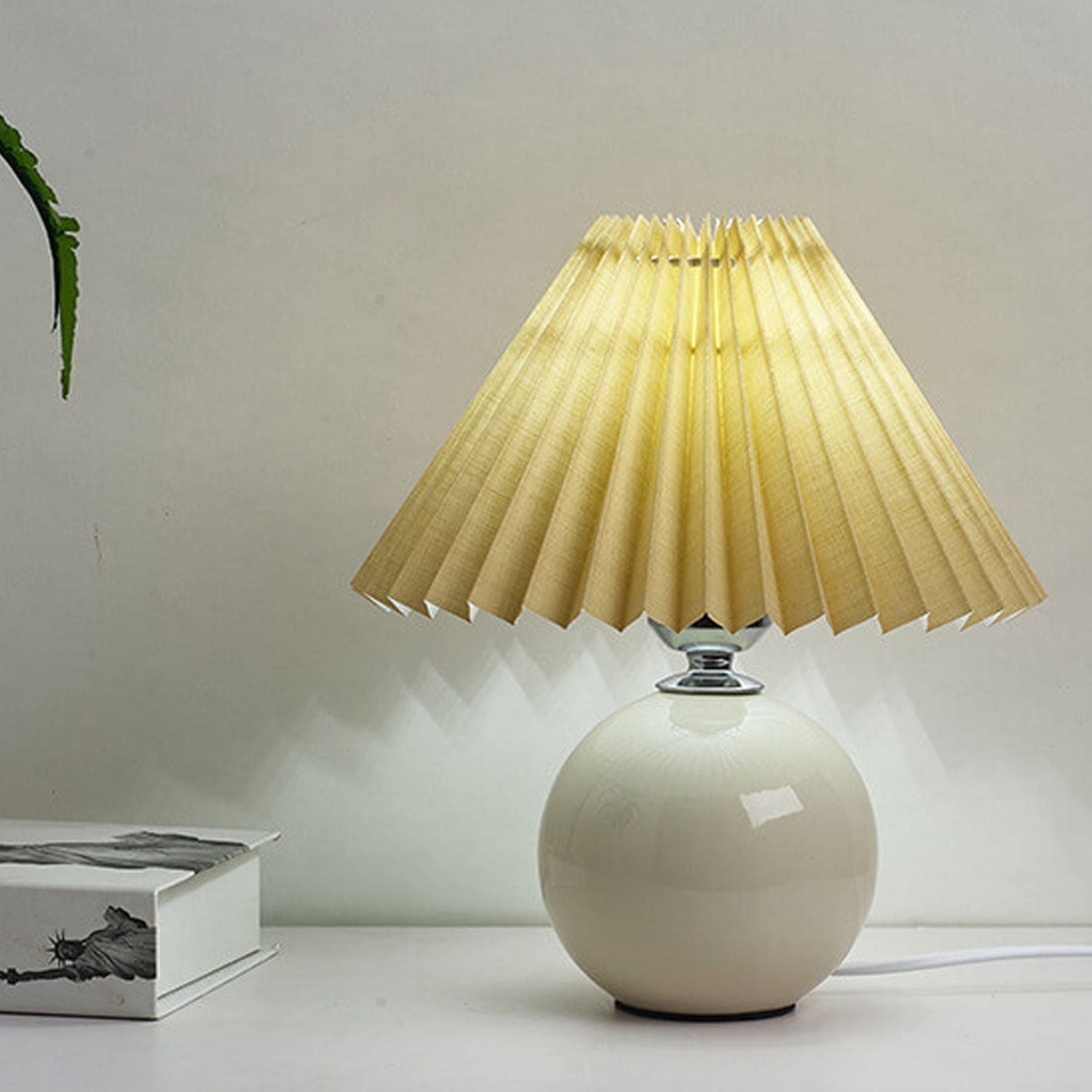 Contemporary Ceramic Table Lamp With Fabric Shade for Living Room — Greenwich Home & Living