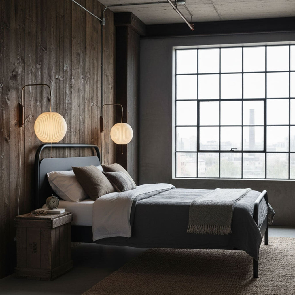Modern Silk and Walnut Wood Wall Light for Bedroom and Living Room — Greenwich Home & Living