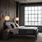 Modern Silk and Walnut Wood Wall Light for Bedroom and Living Room — Greenwich Home & Living