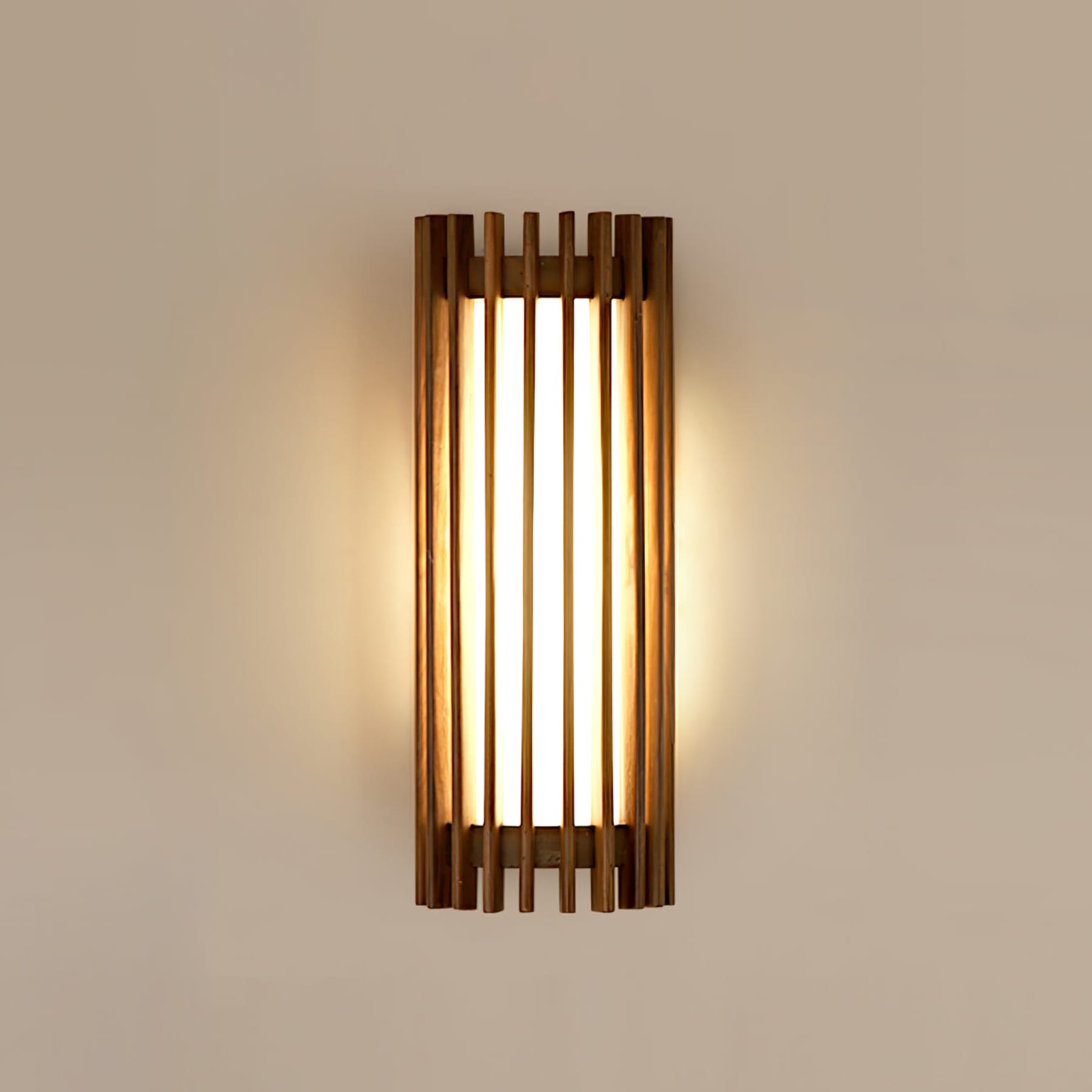 Contemporary Acrylic and Wood Wall Light With Tri-Color Lighting — Greenwich Home & Living