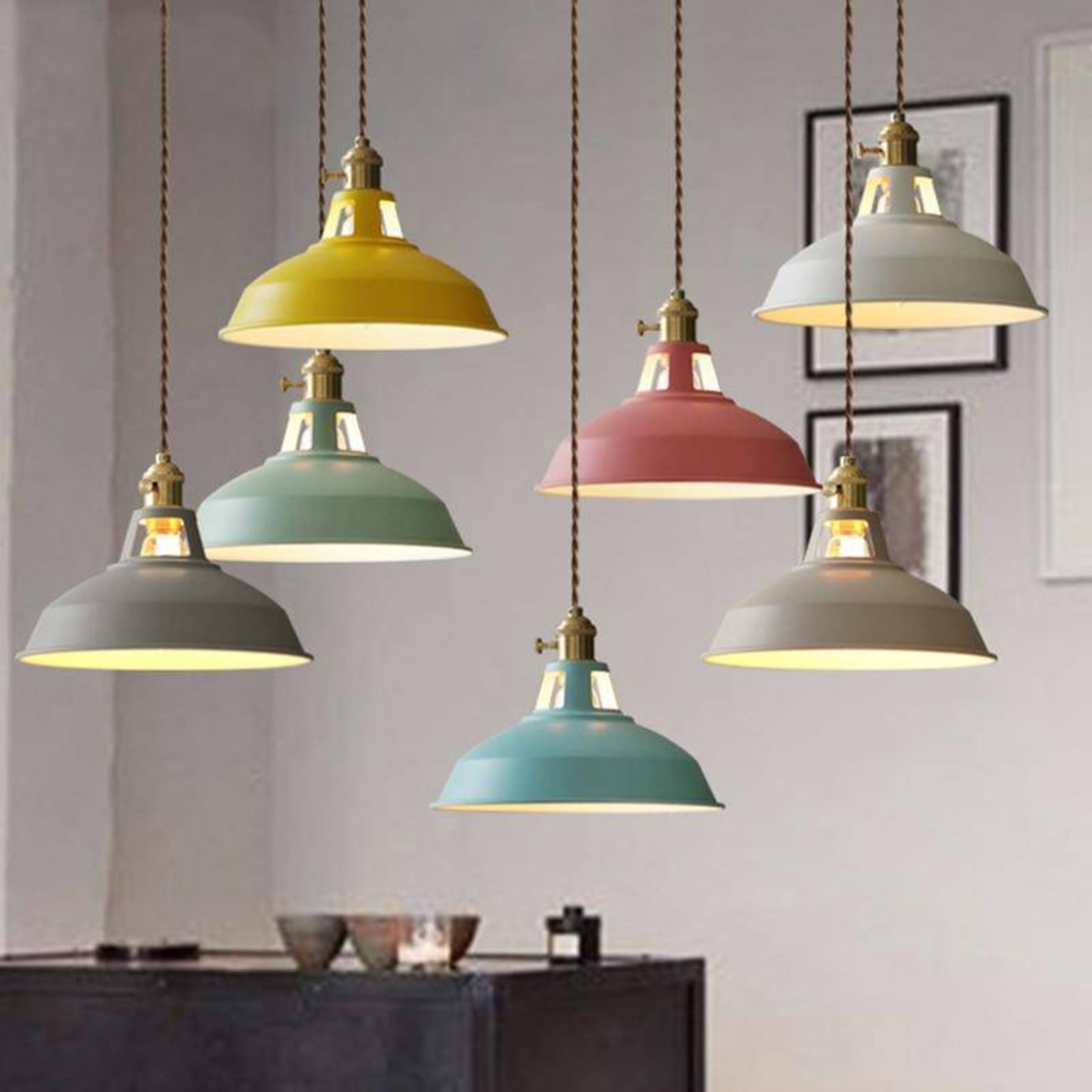 Industrial Metal Pendant Light With Warm Glow for Kitchen and Dining Room — Greenwich Home & Living