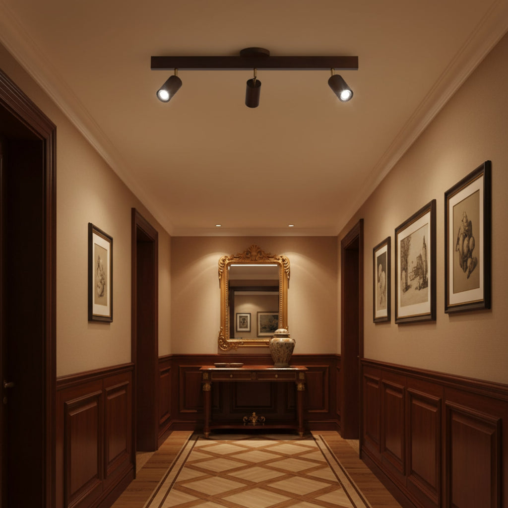 Modern Linear Walnut Wood Ceiling Light With Selectable Color Temperature — Greenwich Home & Living
