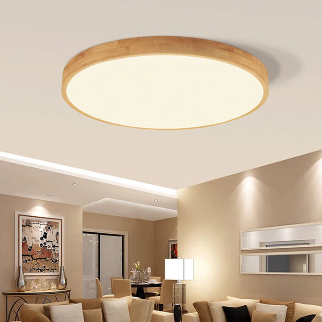 Scandinavian Wood Flush Mount Ceiling Light With Tri-Color Dimming — Greenwich Home & Living
