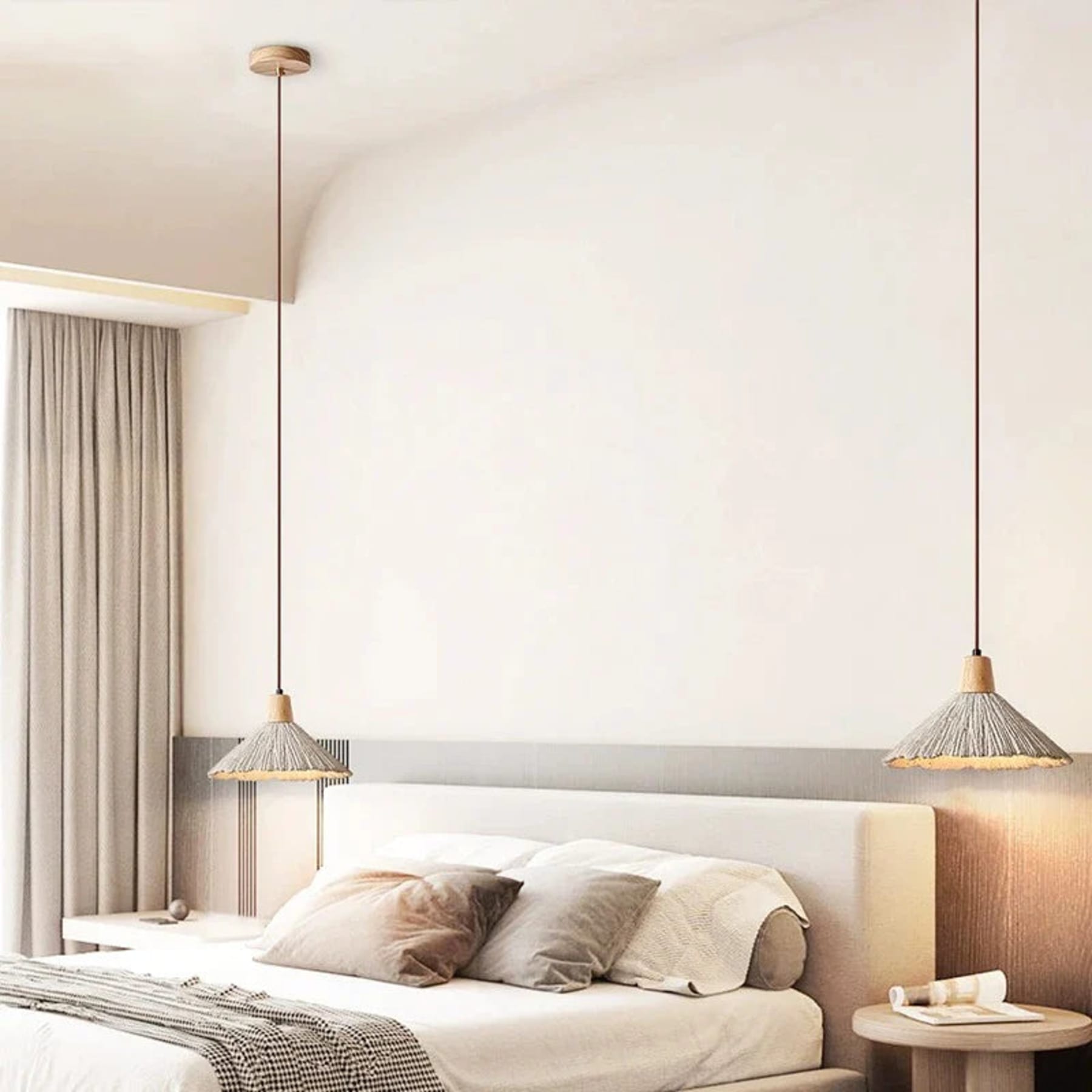 Rustic Wood and Concrete-Look Pendant Light With Warm White Glow for Dining Room — Greenwich Home & Living