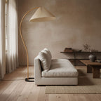 Scandinavian Wood Floor Lamp With Fabric Shade for Living Room — Greenwich Home & Living