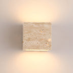 Minimalist Travertine Stone Square Wall Light With Warm LED Glow — Greenwich Home & Living