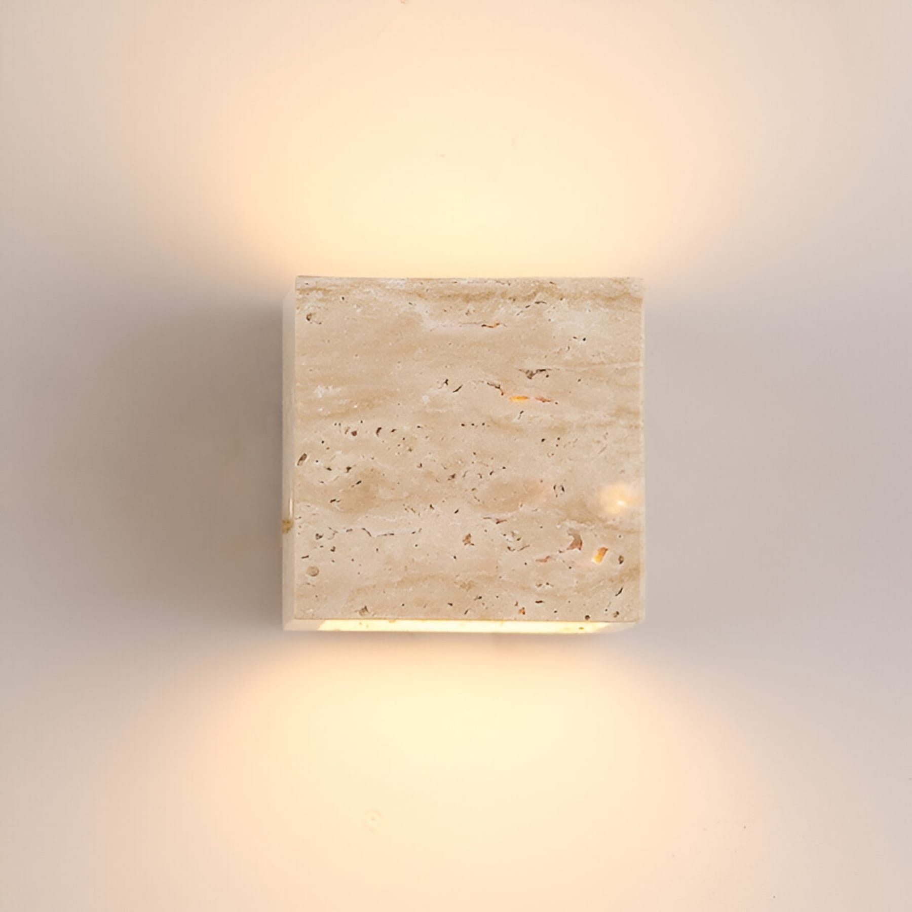 Minimalist Travertine Stone Square Wall Light With Warm LED Glow — Greenwich Home & Living