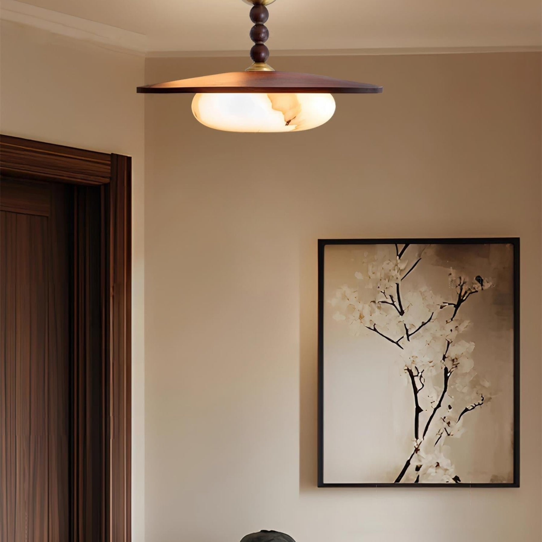 Contemporary Ash Wood Semi-Flush Mount Ceiling Light With Tri-Color Light — Greenwich Home & Living