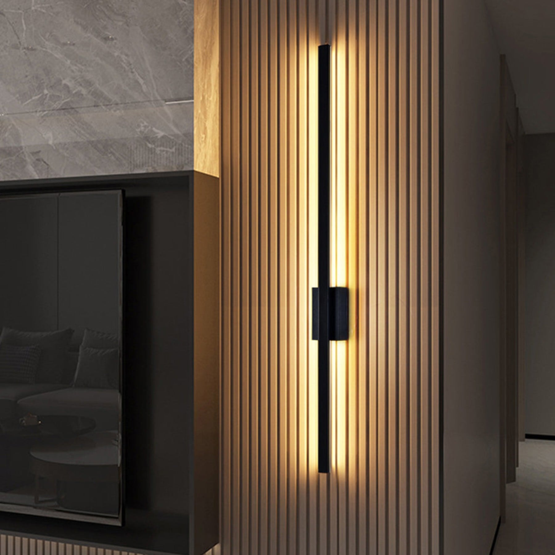 Minimalist Iron Linear Wall Light With Integrated LED for Living Room — Greenwich Home & Living