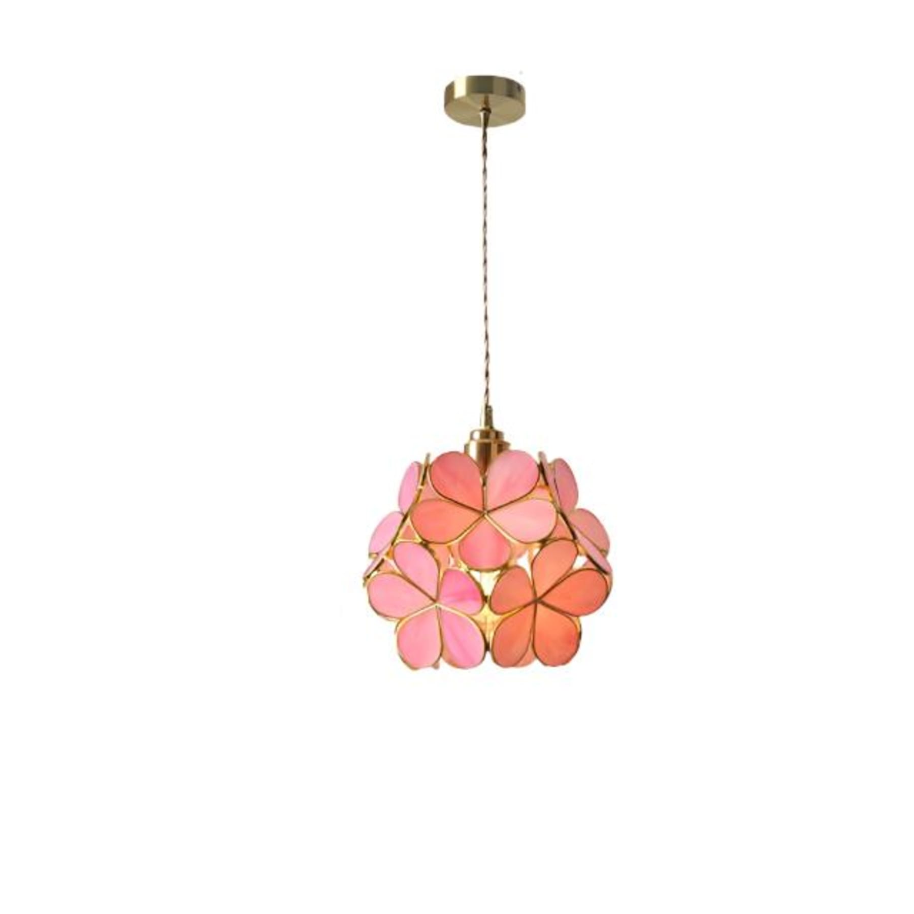 Retro Glass Pendant Light With Warm White Glow in Pink — Greenwich Home & Living