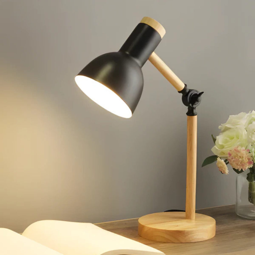 Scandinavian Wood Table Lamp With Three-Color Dimmable Light in Black — Greenwich Home & Living
