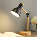 Scandinavian Wood Table Lamp With Three-Color Dimmable Light in Black — Greenwich Home & Living