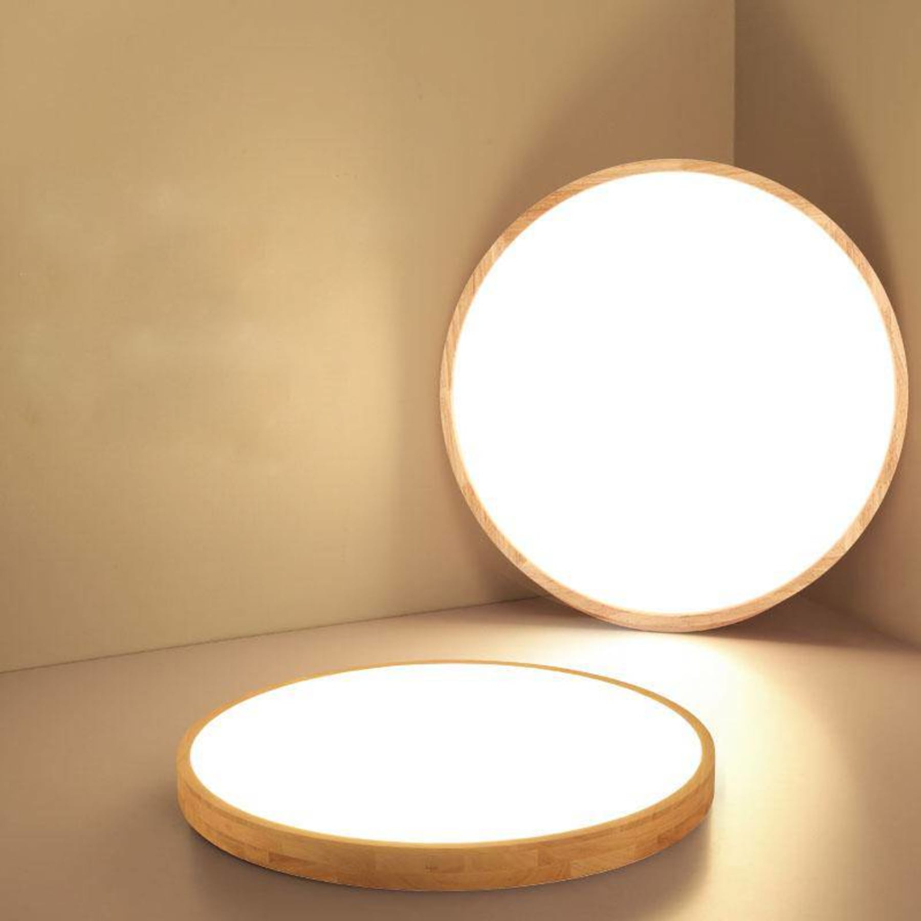 Scandinavian Wood Flush Mount Ceiling Light With Tri-Color Lighting — Greenwich Home & Living