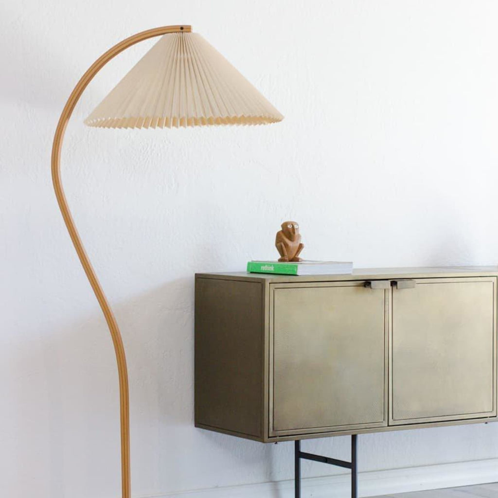 Scandinavian Wood Floor Lamp With Fabric Shade for Living Room — Greenwich Home & Living