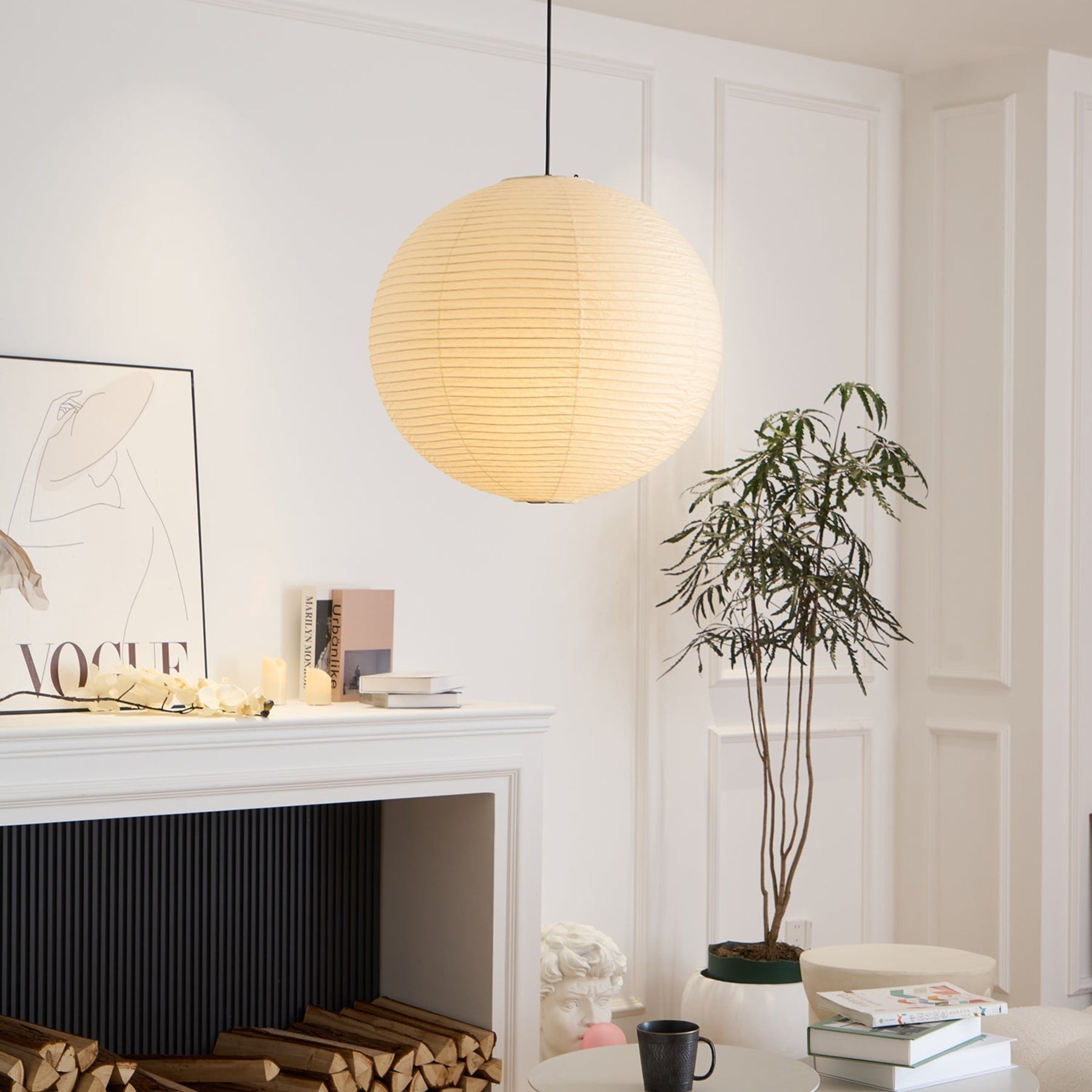 Minimalist Round Lantern Pendant Light With Warm Bulb Included for Living Room — Greenwich Home & Living