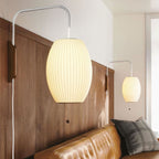 Modern Silk and Walnut Wood Wall Light for Bedroom and Living Room — Greenwich Home & Living