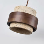 Contemporary Travertine and Solid Wood Pendant Light With Tri-Color Light for Dining Room — Greenwich Home & Living