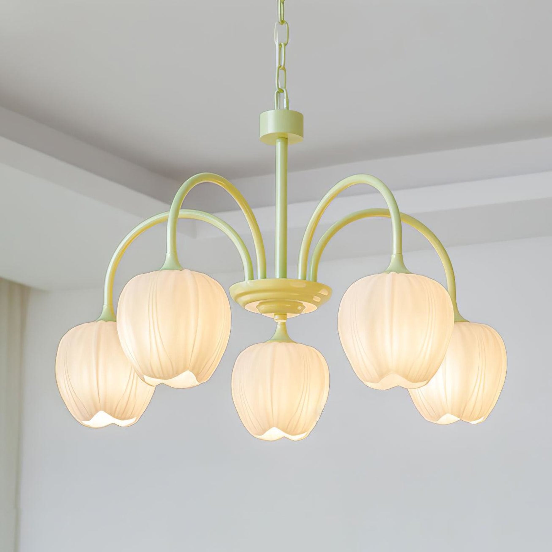 Retro Metal and Glass Chandelier With Selectable Color Light for Living and Dining Rooms — Greenwich Home & Living