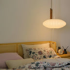 Modern Silk and Walnut Wood Wall Light for Bedroom and Living Room — Greenwich Home & Living