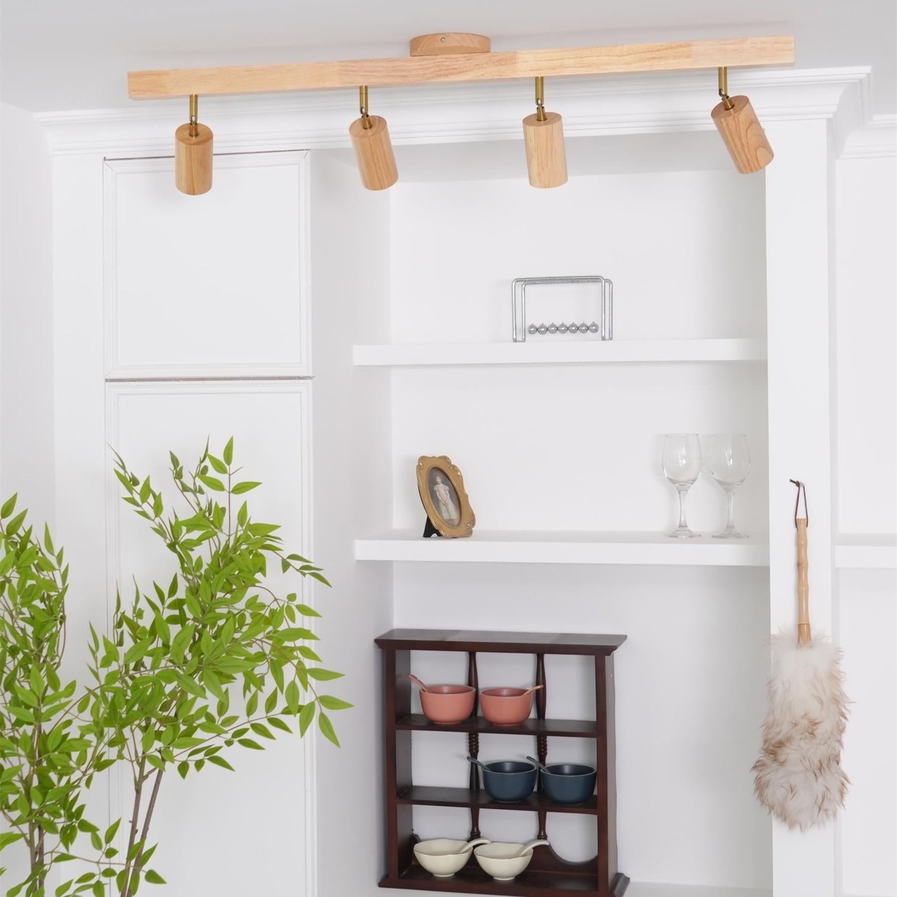 Modern Linear Walnut Wood Ceiling Light With Selectable Color Temperature — Greenwich Home & Living
