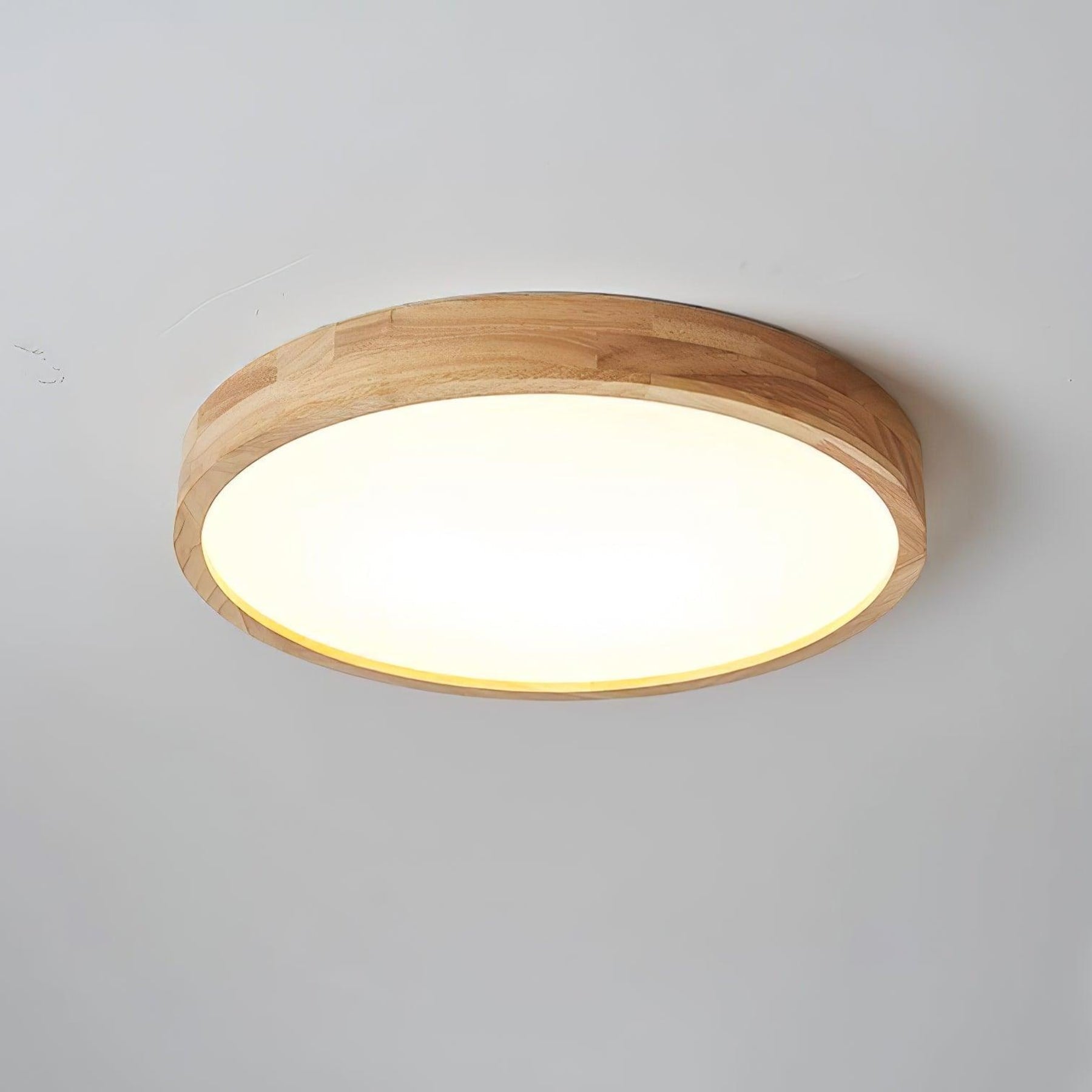 Minimalist Solid Wood Flush Mount Ceiling Light With Tri-Color Lighting — Greenwich Home & Living