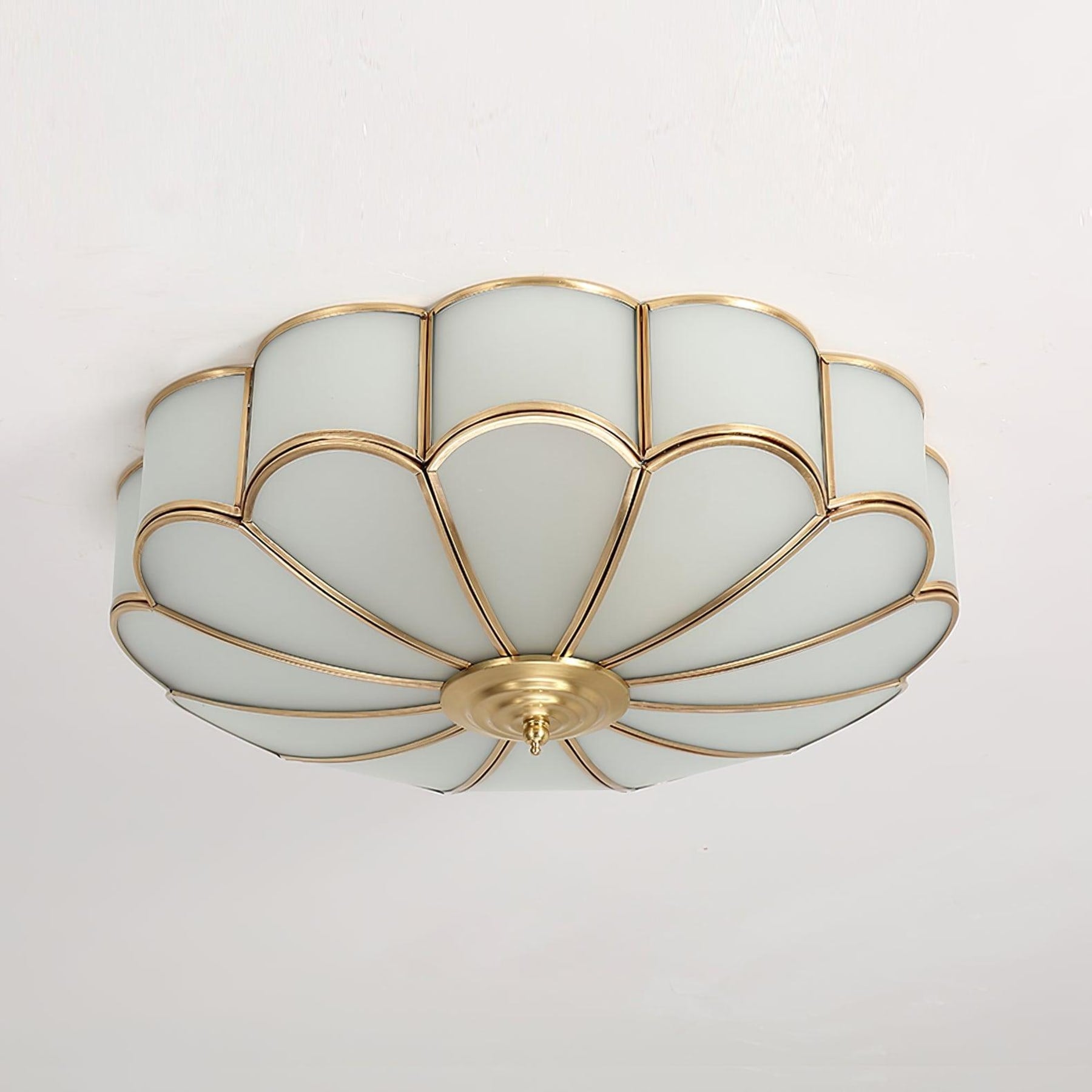 Traditional Brass and Glass Flush Mount Ceiling Light for Living Room — Greenwich Home & Living