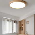 Minimalist Solid Wood Flush Mount Ceiling Light With Tri-Color Lighting — Greenwich Home & Living