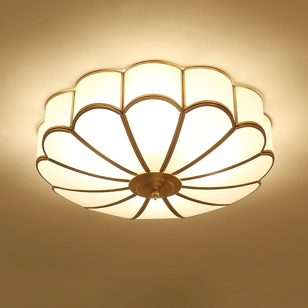 Traditional Brass and Glass Flush Mount Ceiling Light for Living Room — Greenwich Home & Living