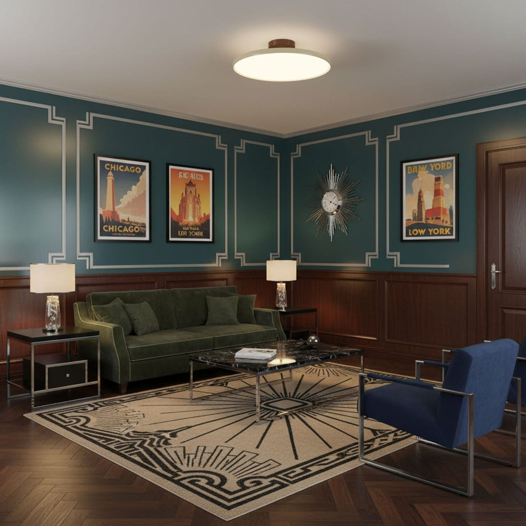 Retro Metal Semi-Flush Mount Ceiling Light With Three-Color Light — Greenwich Home & Living