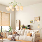 Retro Metal and Glass Chandelier With Selectable Color Light for Living and Dining Rooms — Greenwich Home & Living