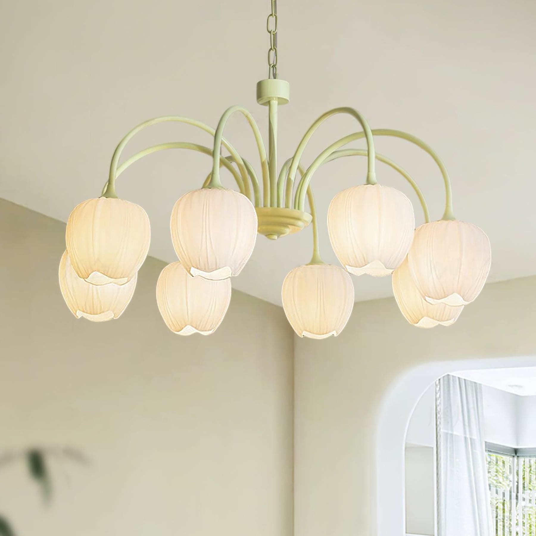 Retro Metal and Glass Chandelier With Selectable Color Light for Living and Dining Rooms — Greenwich Home & Living