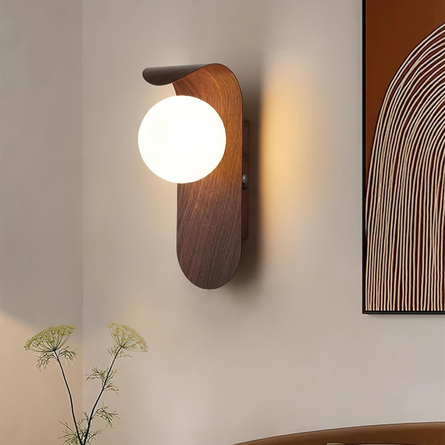 Minimalist Wood Wall Light With Tri-Color Changing Glow — Greenwich Home & Living