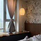 Modern Silk and Walnut Wood Wall Light for Bedroom and Living Room — Greenwich Home & Living
