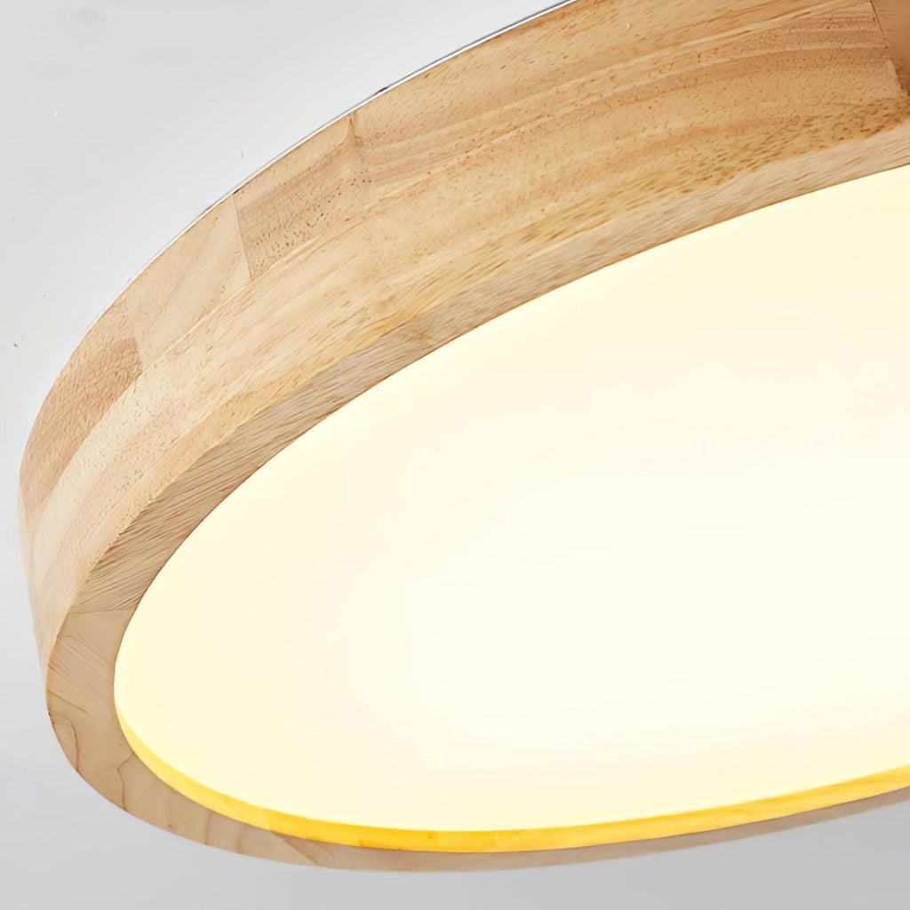 Minimalist Solid Wood Flush Mount Ceiling Light With Tri-Color Lighting — Greenwich Home & Living