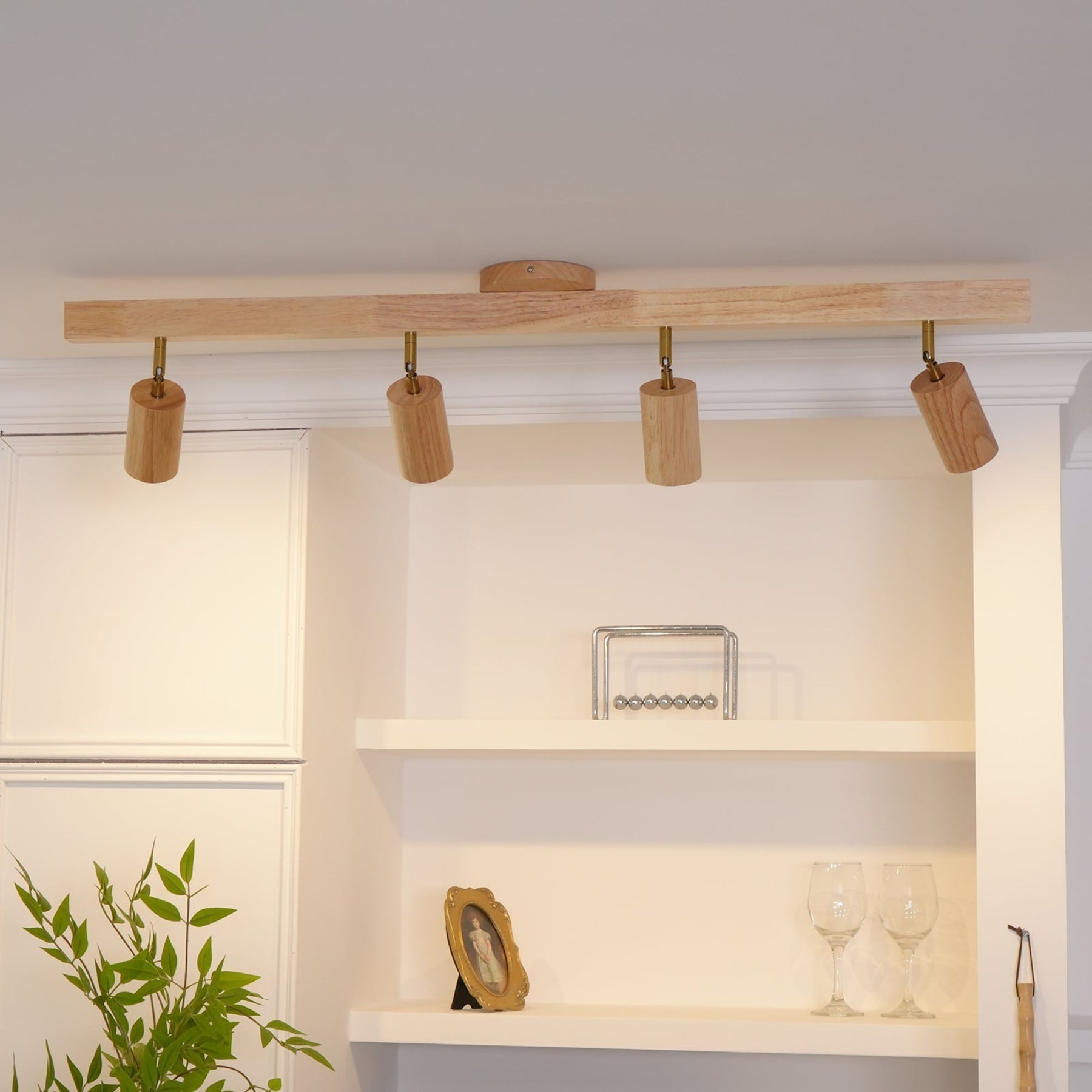 Modern Linear Walnut Wood Ceiling Light With Selectable Color Temperature — Greenwich Home & Living
