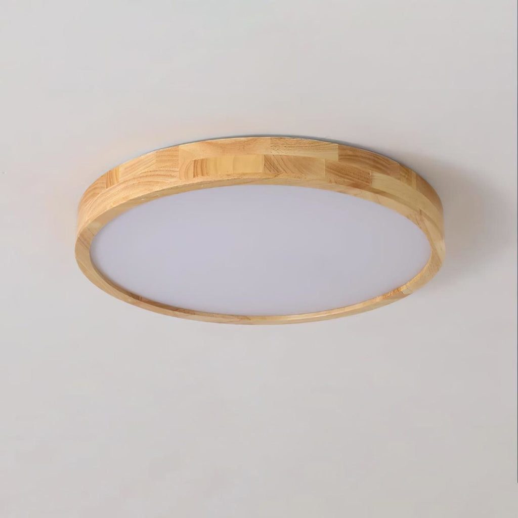 Minimalist Solid Wood Flush Mount Ceiling Light With Tri-Color Lighting — Greenwich Home & Living