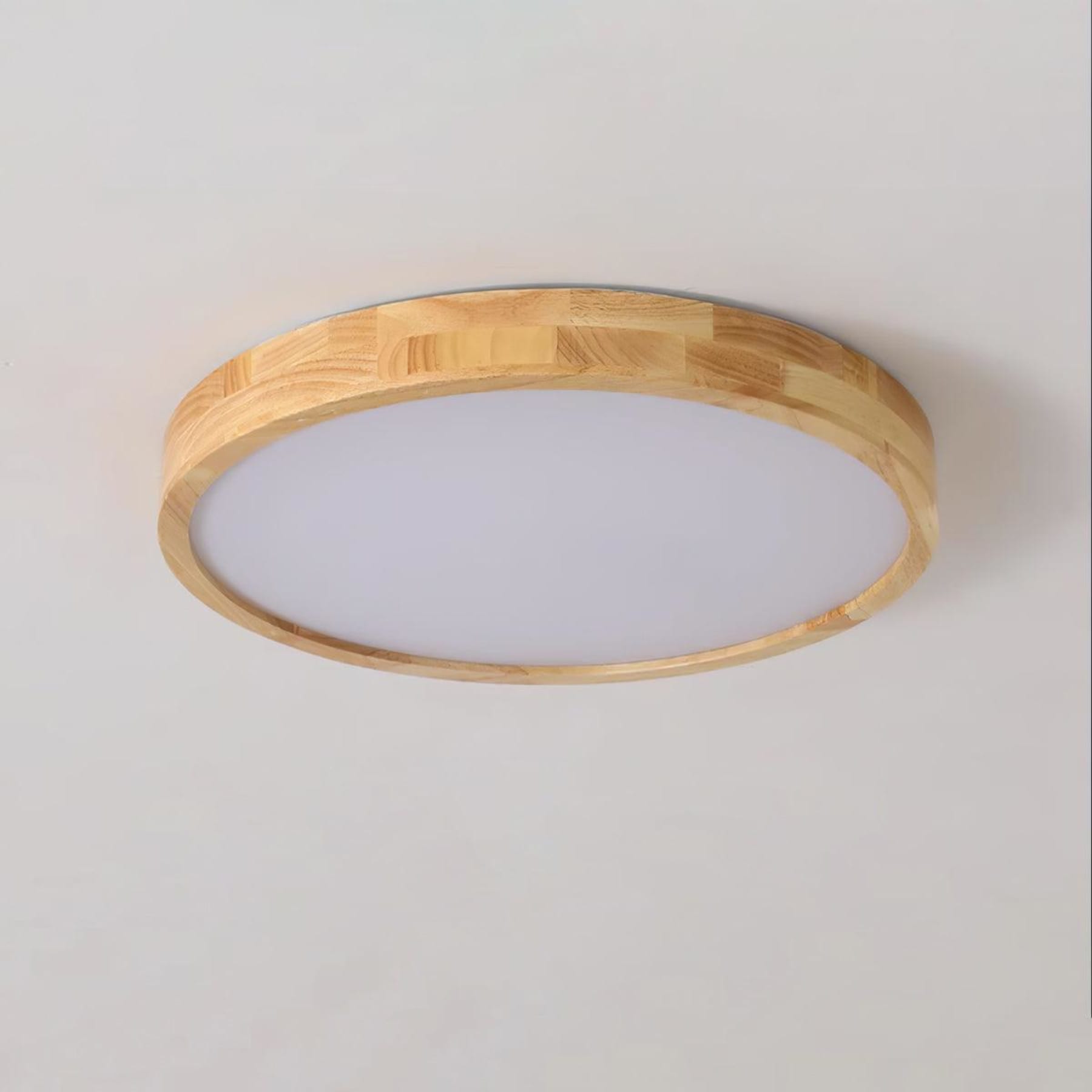 Minimalist Solid Wood Flush Mount Ceiling Light With Tri-Color Lighting — Greenwich Home & Living